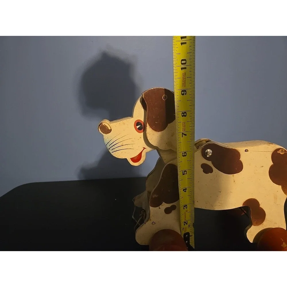Vintage‎ Antique Playful Dog Pup Pull Toy Dog Wagging Moving Tail And Ears